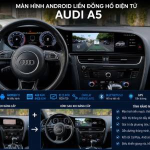 Màn hình android liền đồng hồ điện tử xe audi A5