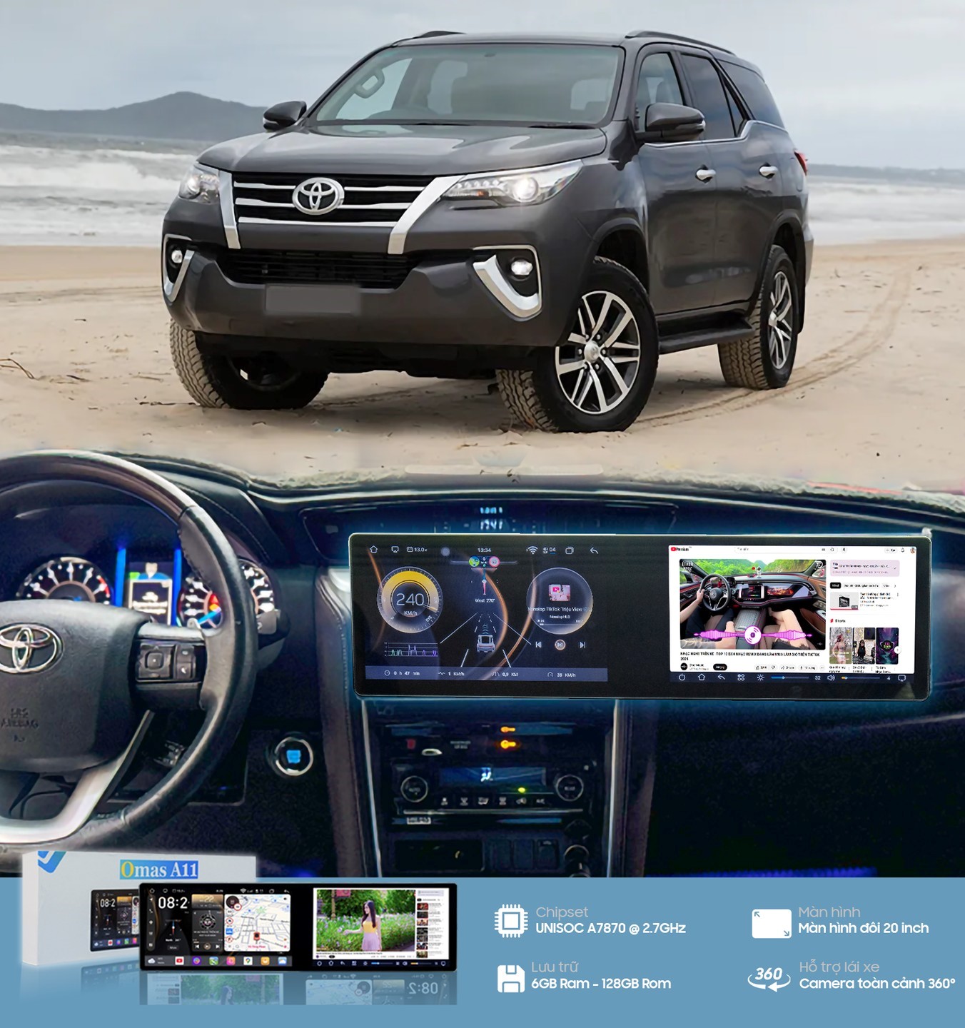 MÀN HÌNH ANDROID DÀI OMAS A11 XE FORTUNER