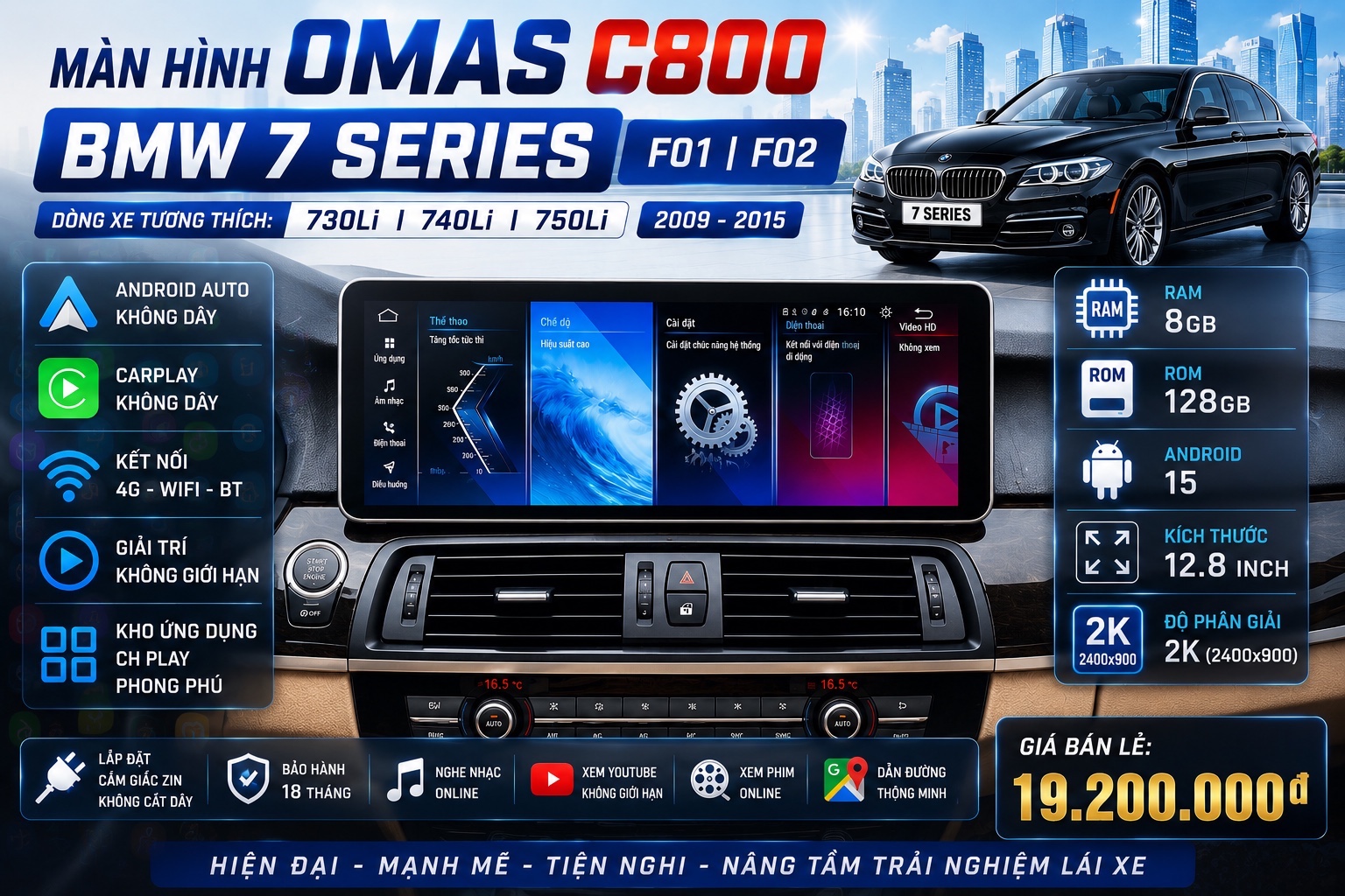 MÀN HÌNH OMAS C800 XE BMW 7 SERIES