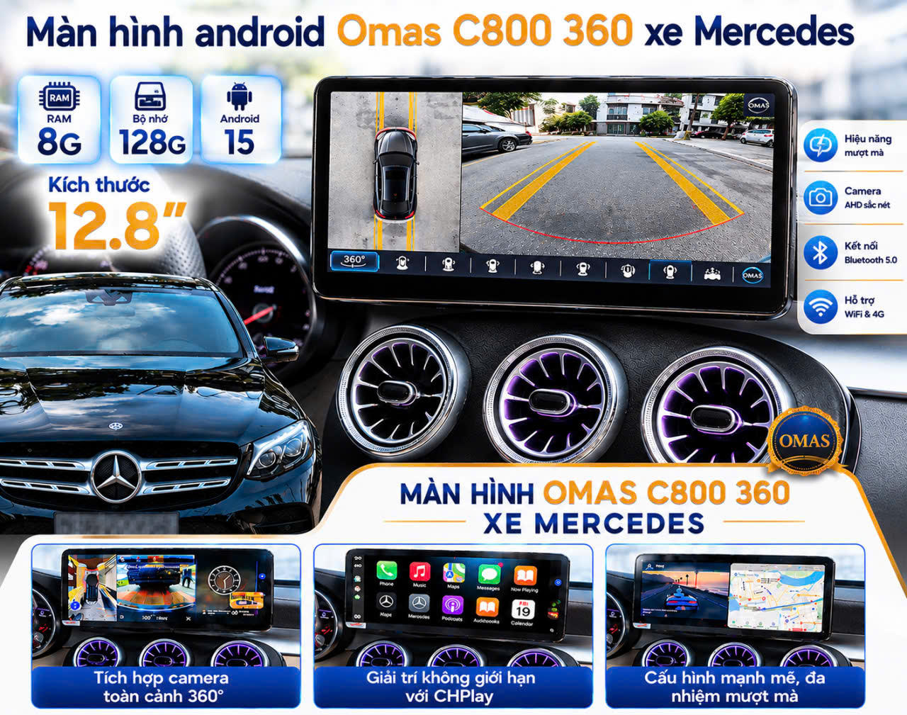 MÀN HÌNH ANDROID OMAS C800 360 XE MERCEDES-BENZ