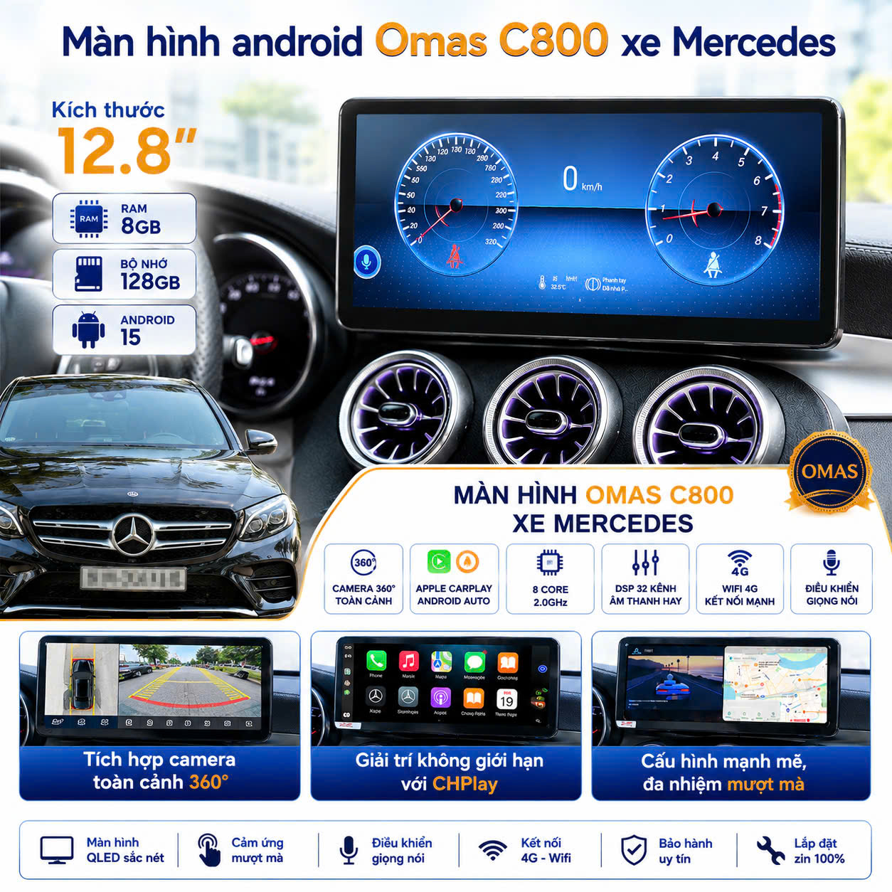 MÀN HÌNH ANDROID OMAS C800 XE MERCEDES-BENZ